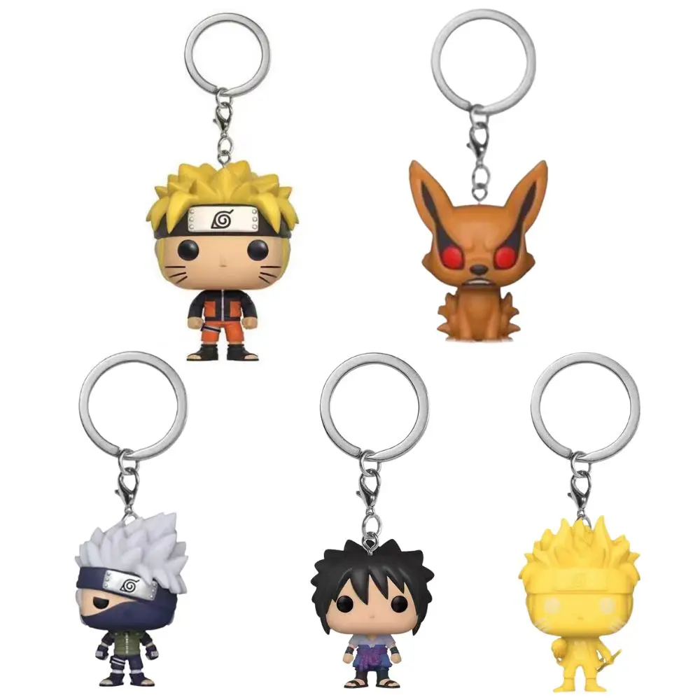 New Naruto Keychains Anime Uzumaki Kakashi Sasuke Kurama Kawaii Figures Car Backpack Decoration Pendant Toys Fans Gifts