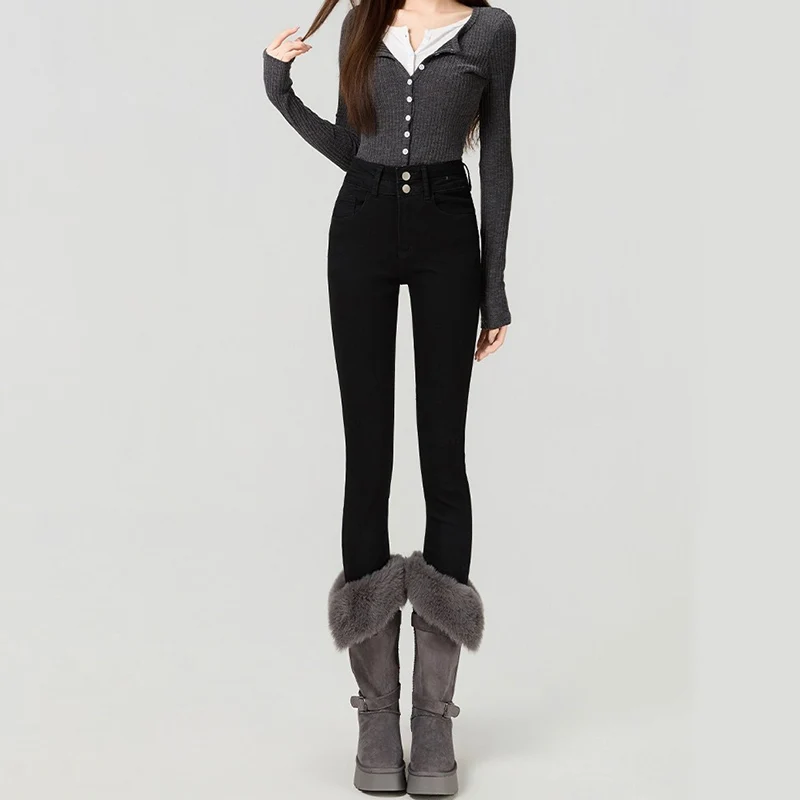 High Waist Slim Fit Jeans High Quality Women's Pants Zhengzhou Fall Collection Premium Denim Trousers for Young Ladies