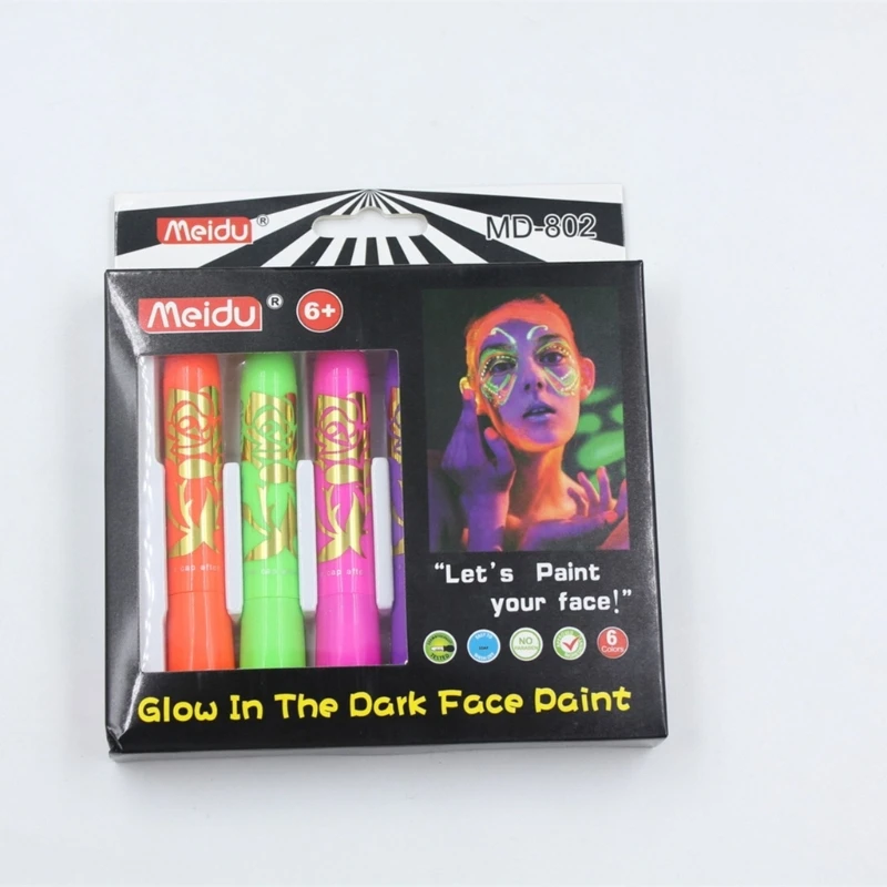 6pcs Halloween Face Paint Crayons Party Makeup Neon Face and Body Paint Marker A0KE