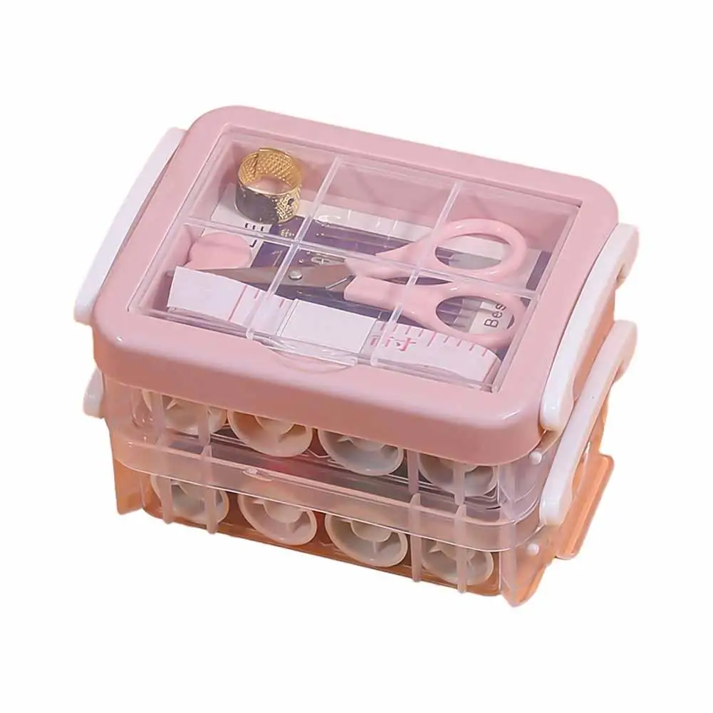 Plastic Transparent Sewing Thread Storage Box Craft Container Knitting Holder Storage Organizing Spools Case Needles Access T7Q1