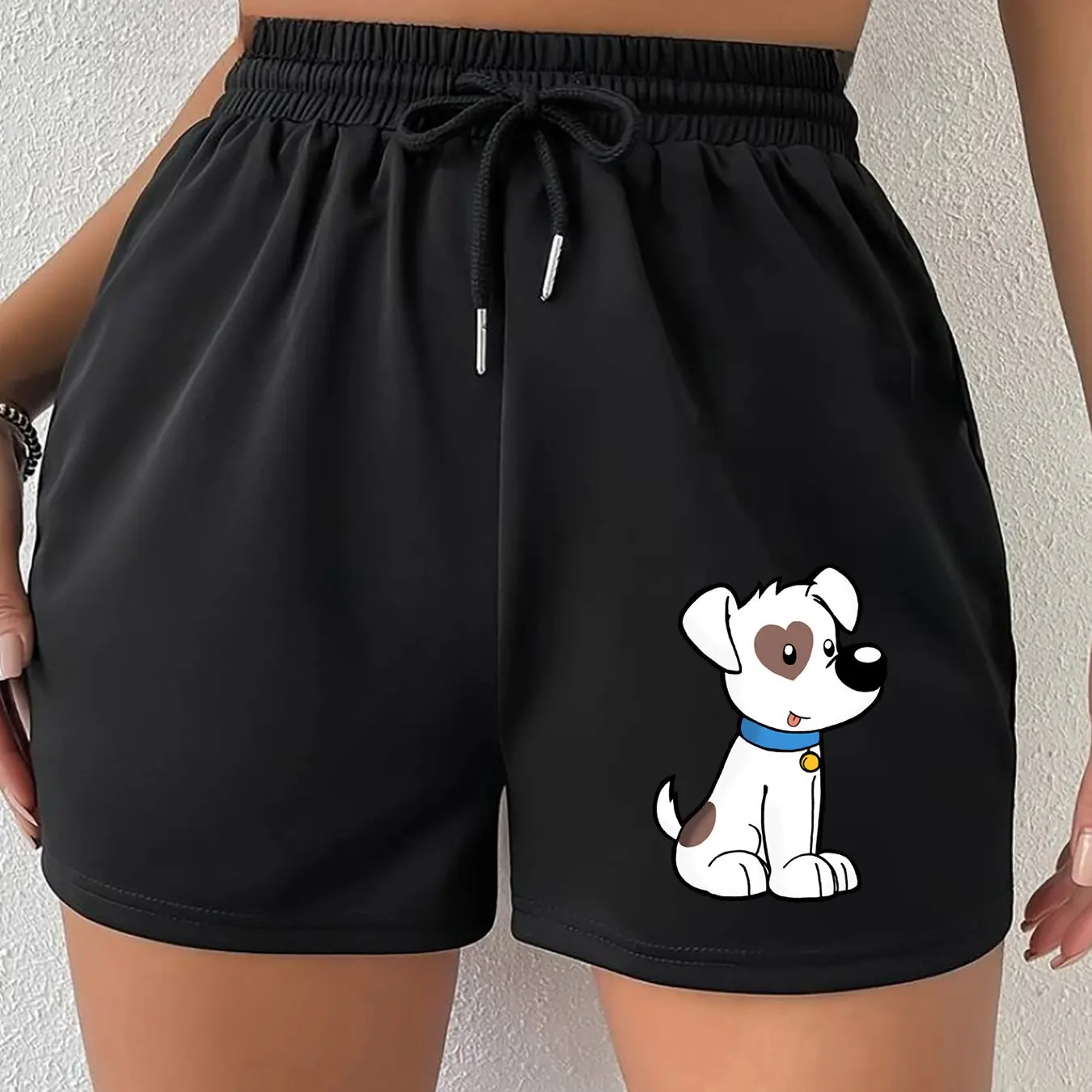 Fashionable Puppy Pattern Printed Women's Shorts, Summer Casual Versatile, American Trend Outerwear, Summer Beach Pants