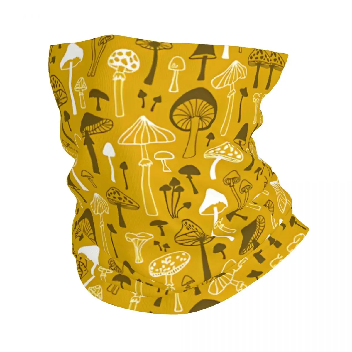 Mushrooms In Yellow Thin Bandana Neck Gaiter Wrap Scarf Headband Neck Cover