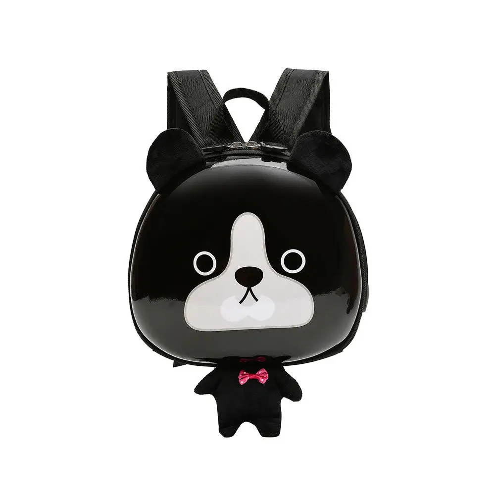 Kids School Backpack Eggshell Hard Shell Dog Shape Small Shoulder Bag for Kindergarten Boys Girls Black Eggshell Backpack