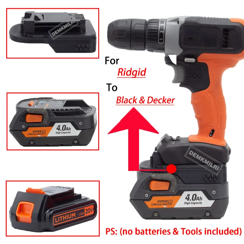 Adapter For Ridgid 18V 20V Li-Ion Battery Convert To Black & Decker 20V Cordless Portable Power Tool Accessories