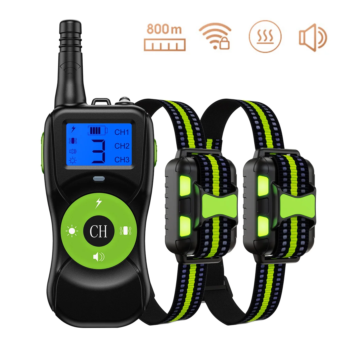 New 2600ft Dog Training Collar Rechargeable 4 Mode Beep Vibration Shock LED Waterproof  Transmitter Receiver Pet Remote Control