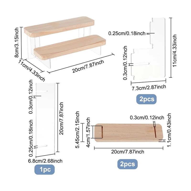 1 Piece 2-Tier Figure Display Stand Acrylic Display Risers For Models, Building Blocks Display