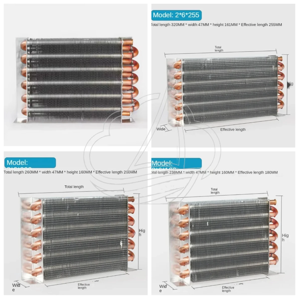 Mini Shellless Condenser Radiator Copper Tube Aluminum Fin Water Cooled Refrigerator Parts