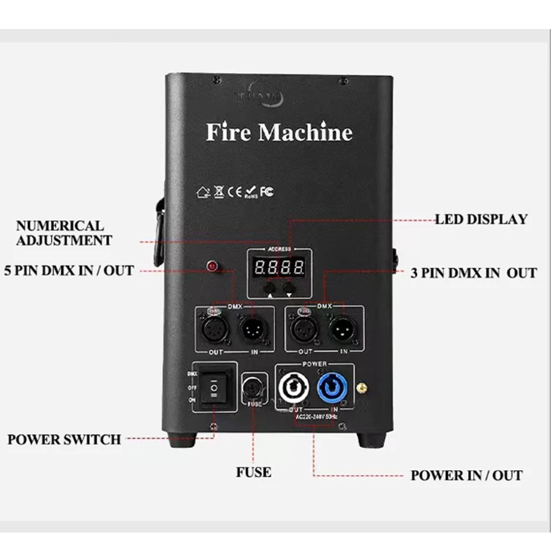 Imagem -04 - One Stage Large-scale Dmx Flame Machine Music Festival e Venue Decoração Concerto Outdoor Atmosfera Flightcase