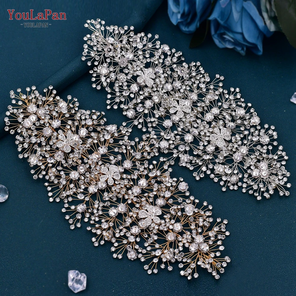 YouLaPan Golden Wedding Crystal Headband Hair Accessories Woman Wedding Hair Jewelry Rhinestone Bridal Tiara and Headdress HP240