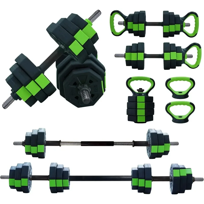 4 in 1 Adjustable Dumbbell Set,44lbs Weight Set with Iron Handle  as Kettlebell, Barbell, Push up Stand for Home Gym,Octagon