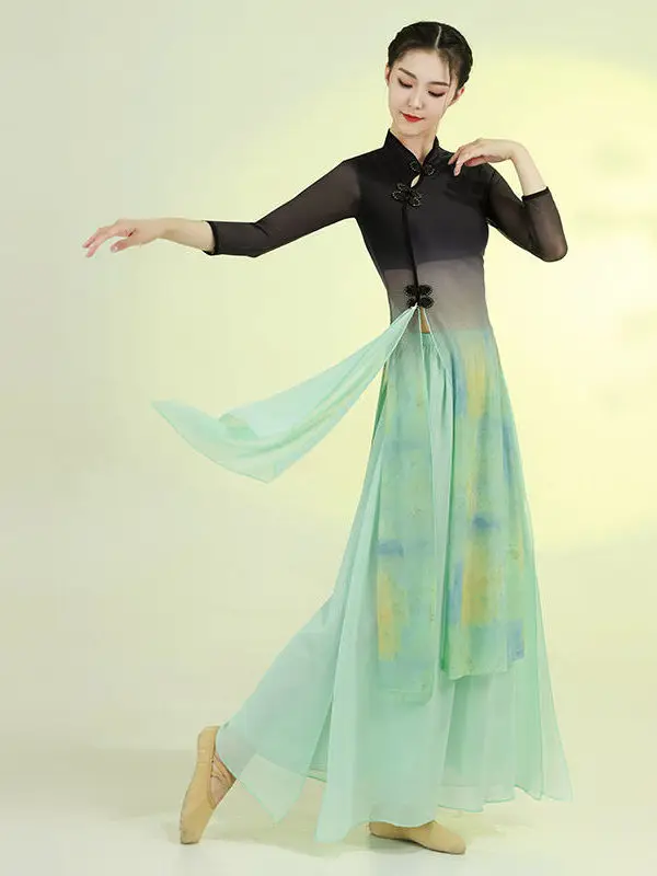 

Traditional Chinese Style Classical Dance Costume Female National Dance Clothing Elegant Practice Stage Performance Clothes