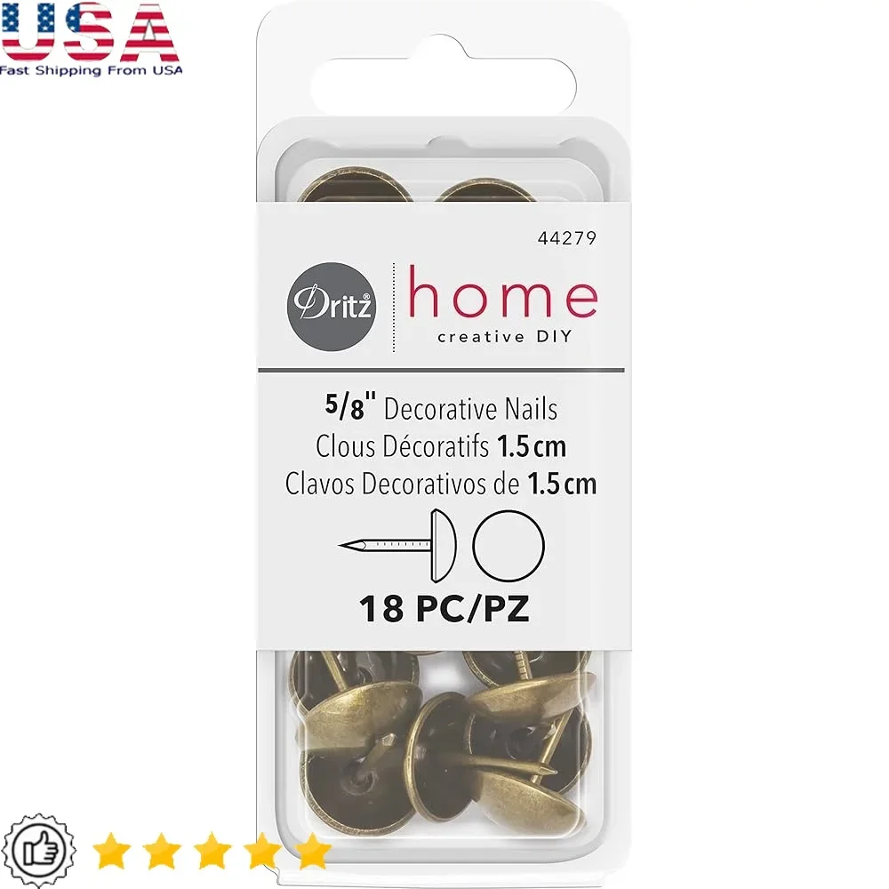 

Антикварные латунные гладкие декоративные гвозди 5/8 дюймов, набор из 18 предметов, проекты для украшения дома, тканевые накладки, профессиональная отделка