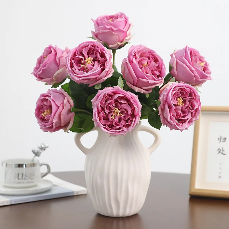

4PCS Peony Silk Artificial Flowers High Quality Home Living Room Wedding Bride Bouquet Party DIY Gift Fake Flower Decoration