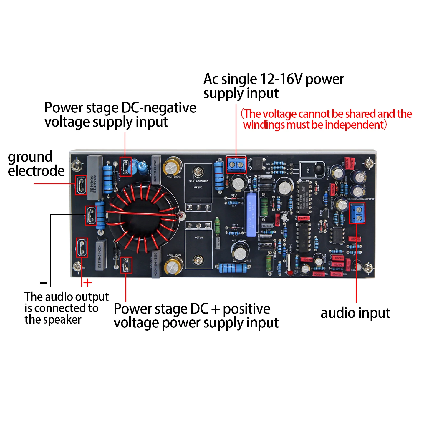 Uad500W High-Power Digital Amplifier Board Class D Mono Hifi Stage Audiophile-Grade High-Fidelity Finished Board view 3