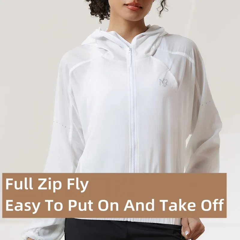 Translucent Sun Protection Hoodies High Quality Outdoor Sports Long Sleeve Zipper Womens Running Jacket Cycling Training Coat