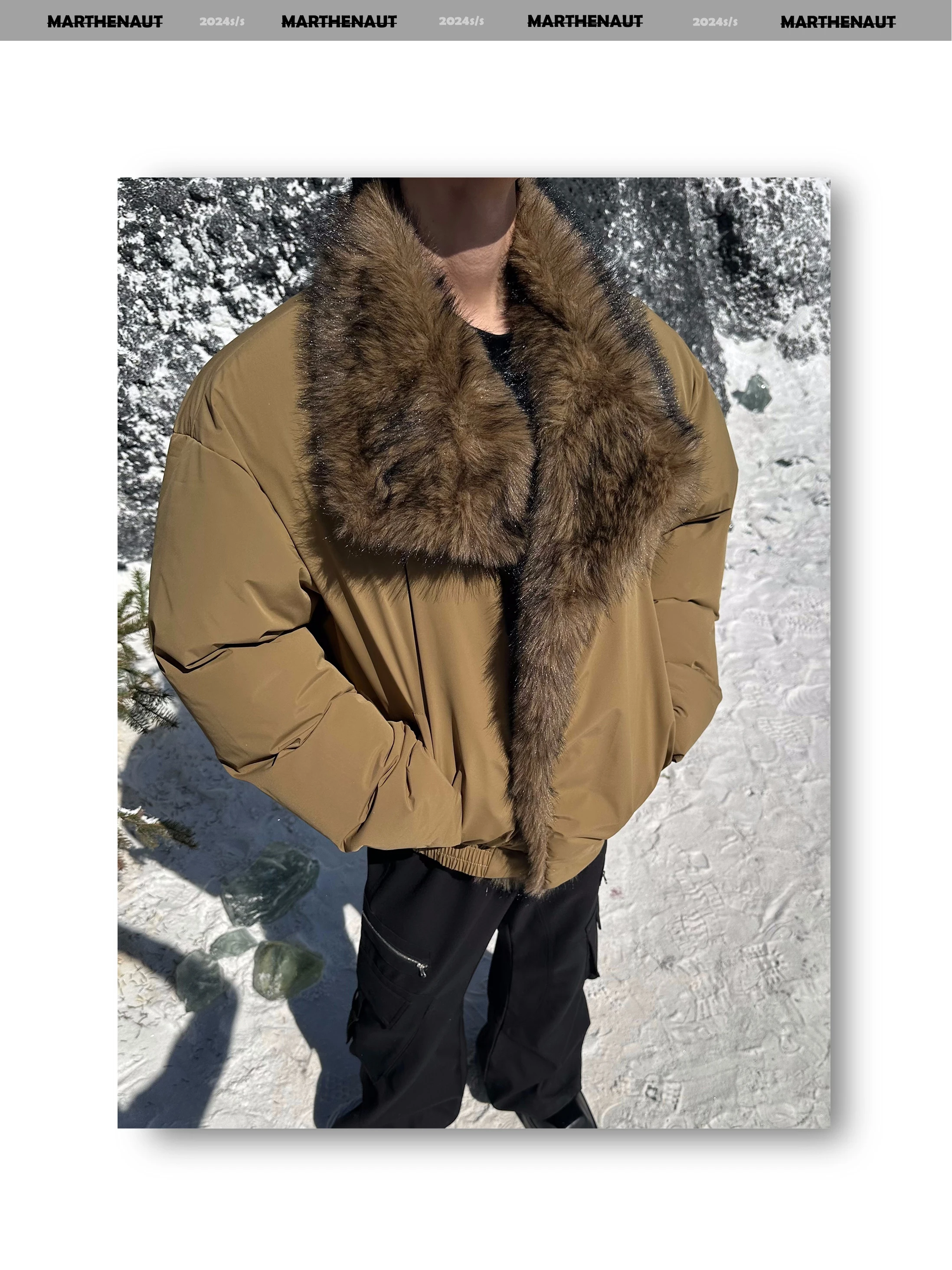 2025 Winter Warm Design Thickened Cotton Jacket with Large Fur Collar Fashionable Trendy Men's High-end Loose Faux Mink Fur Coat