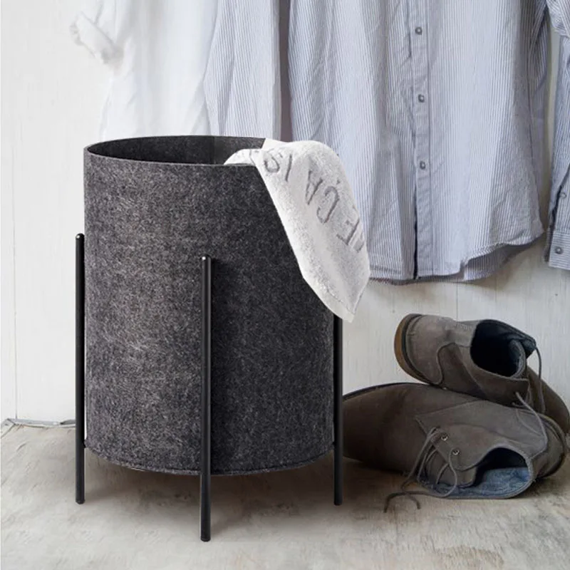 

Spacious Laundry Hamper Household Dirty Clothes Basket Toy Storage Bin Simplistic Organizer Bucket Bathroom Durable Felt