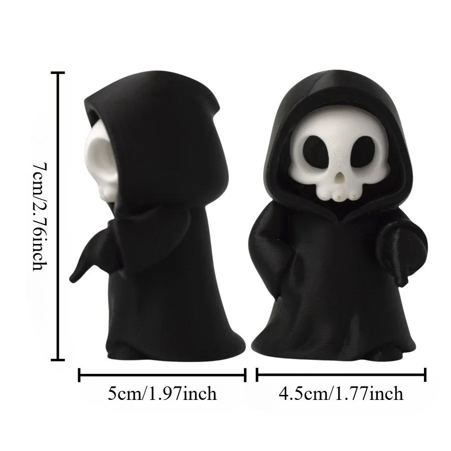 2-teiliges Set aus Sensenmann- und Skeletthund-Figuren, Dark-Fantasy-Schreibtischdekoration, gotisches Dekorationsgeschenk für Totenkopf-Liebhaber – Detail 3