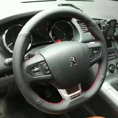 

Кожаный замшевый чехол на руль автомобиля «сделай сам» для Peugeot 408 508 3008 2008 308S 301, интерьерные автоаксессуары