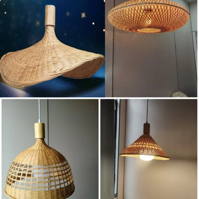 dia 45/50cm Replacement Bamboo Woven Lampshade, Oriental Zen Straw Hat Light Cover, Decorative Shade for Clothing Store