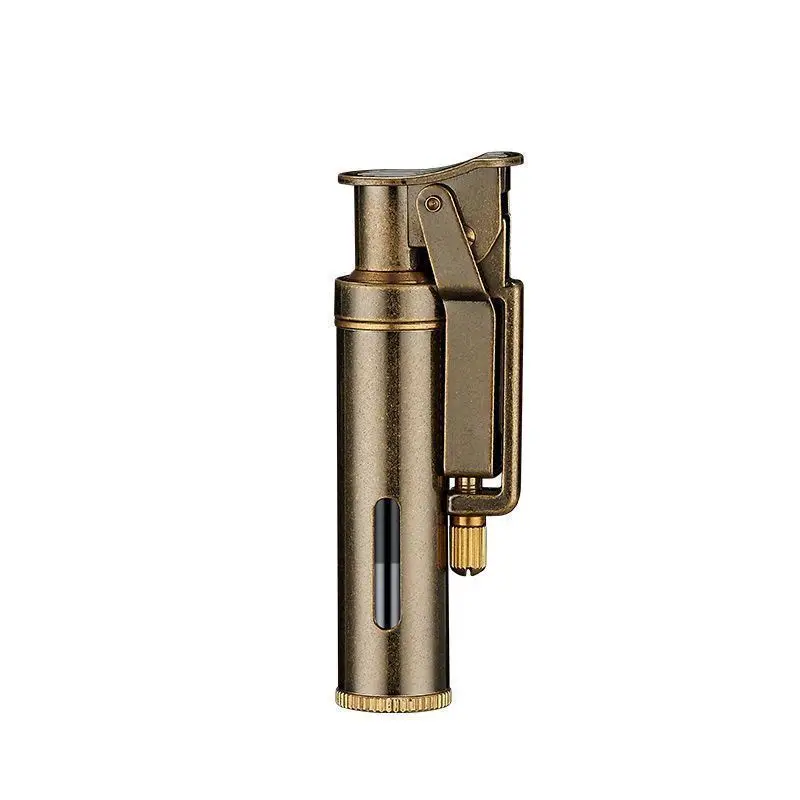 Retro Fuel Lighter, Old-fashioned Grinding Wheel, Windproof, Creative Transparent Fuel Tank, Nostalgic Men's Collection Gift