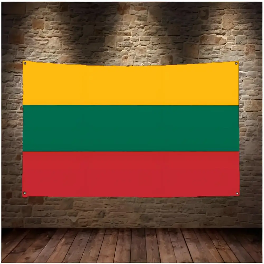 Nation Geography Lithuania Flags Daily Four-Ring Borderless Design Indoor & Outdoor Decor Easy to Hang Install