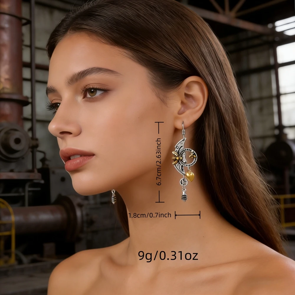 Mechanical gear pendant earrings bee roulette pointer vintage creative hot sale earring jewelry wholesale