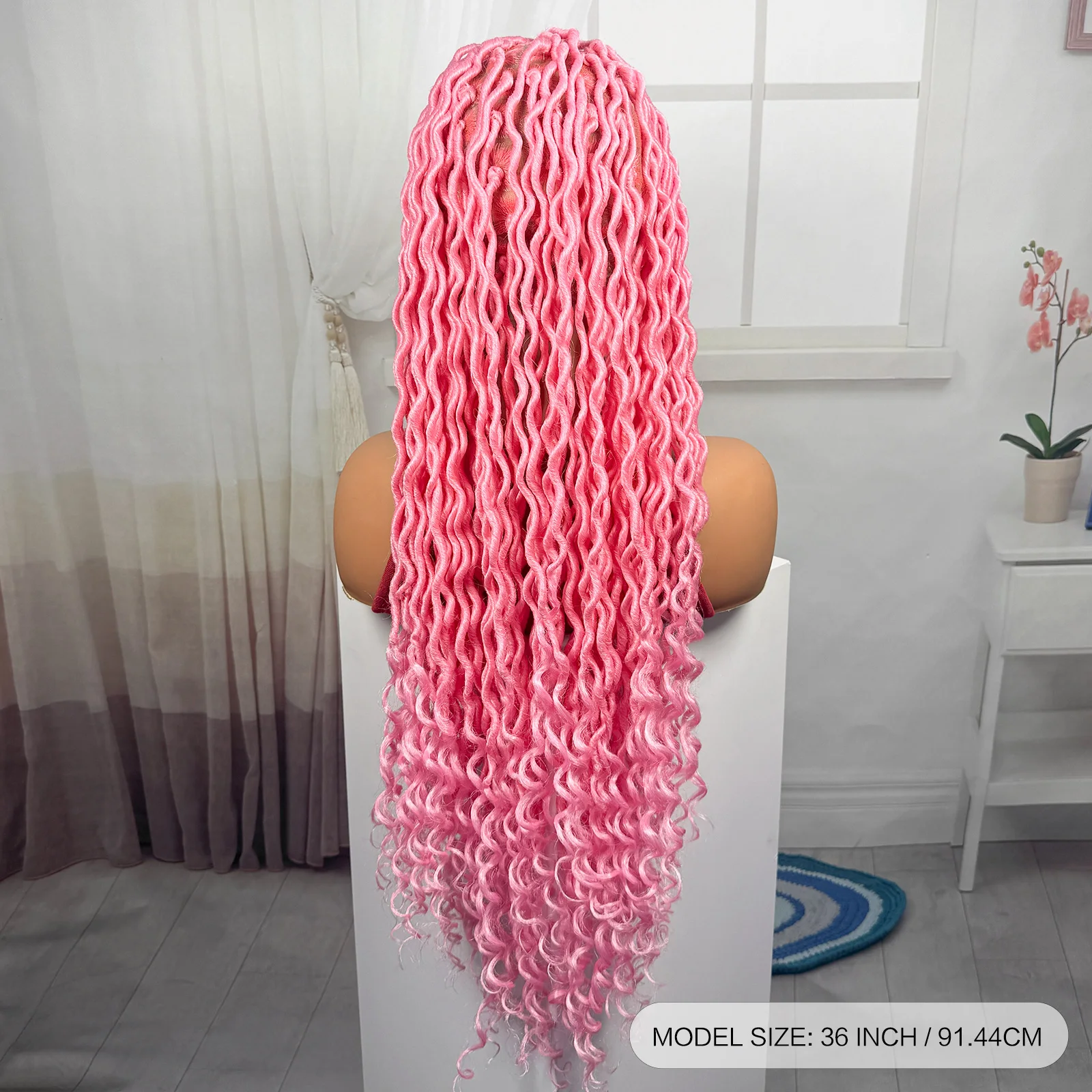 Pink Color Full Lace Braided W - Synthetic Braided Wigs For Black Women 评论和价格