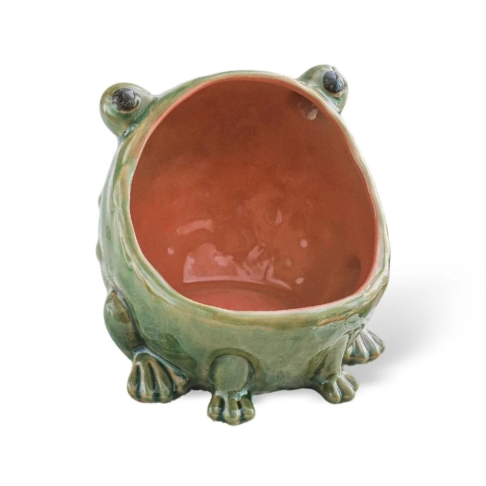 Big Mouth Simulation Frog Jewelry Dish Ceramic Multifunctional Realistic Toad Ring Holder Catchall Key Bowl Desktop Ornament