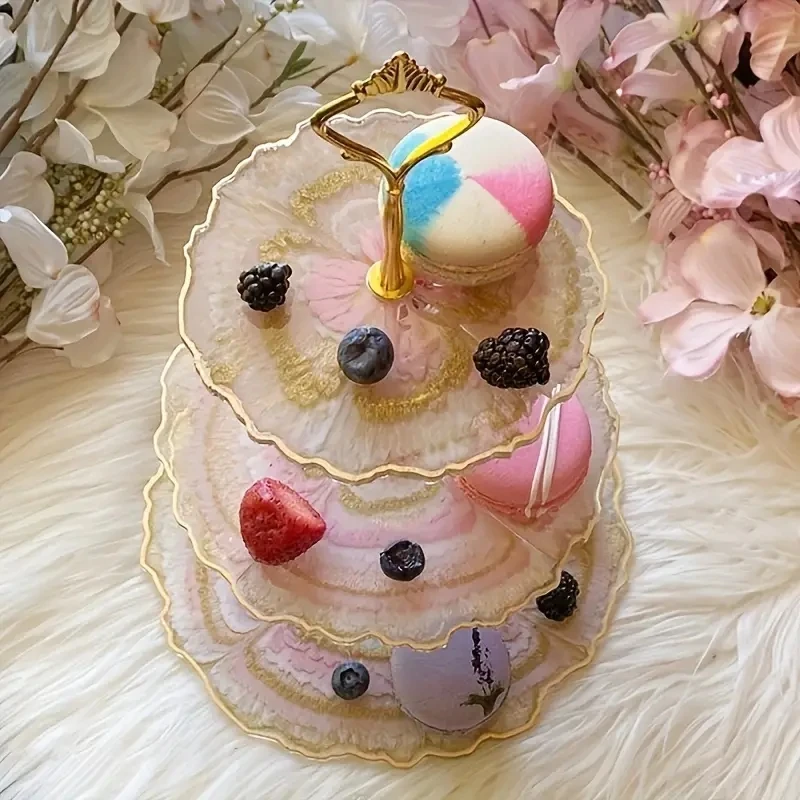 1Set Three-layer Fruit Tray Making Silicone Molds DlY Round Fruit Tray Stand Snack Rack Tray Display Silicone Molds