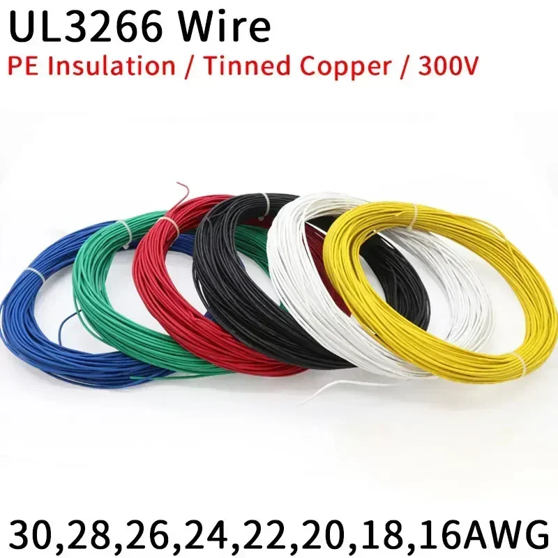 2/5/10M 30 28 26 24 22 20 18 16 AWG UL3266 PE Irradiated Wire Household Appliances Tinned Copper  Low-Smoke Halogen-Free Cable