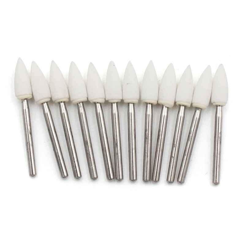 

12pcs/pack Dental Flame Cone Round White Stone Polisher FG Burs for Polishing Dental Clinic Metal Resin Porcelain