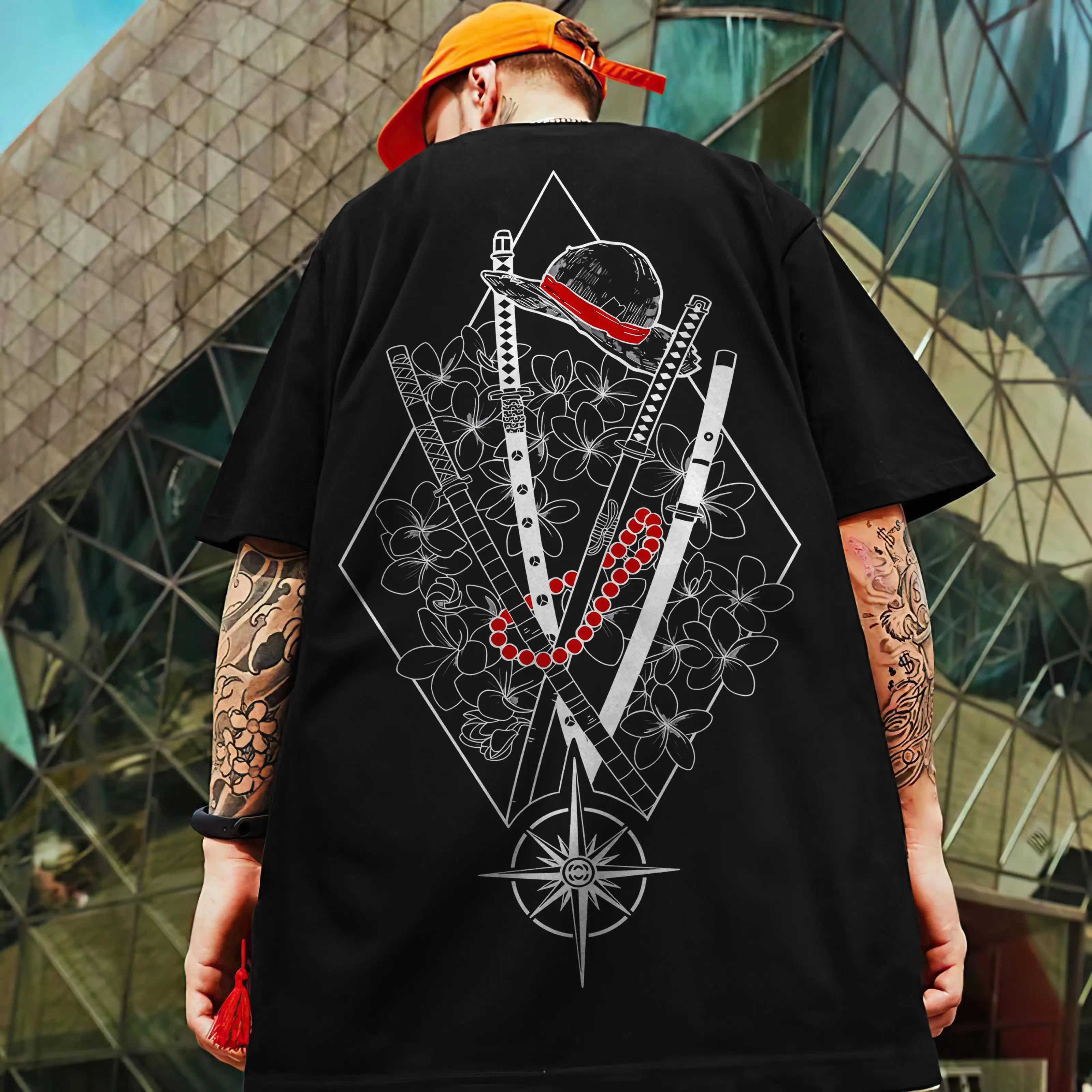 2024 Men's T-Shirt Summer Casual Short Sleeve T-Shirt For Men 3d Samurai Knife Print Oversized Tees Top Street Fashion Clothing