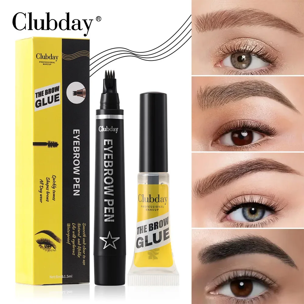 

Clubday long-lasting waterproof and non-smudging 1 + 1 combination setting four-pronged eyebrow pencil eyebrow glue set