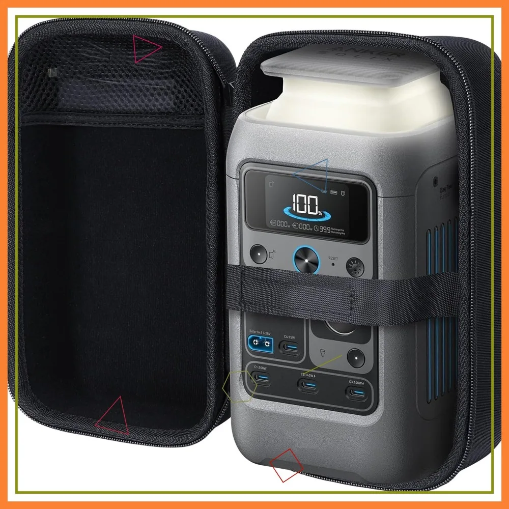 

Защитный чехол для хранения портативной электростанции емкостью 288 Втч — водонепроницаемый жесткий материал EVA с органированными сетчатыми карманами