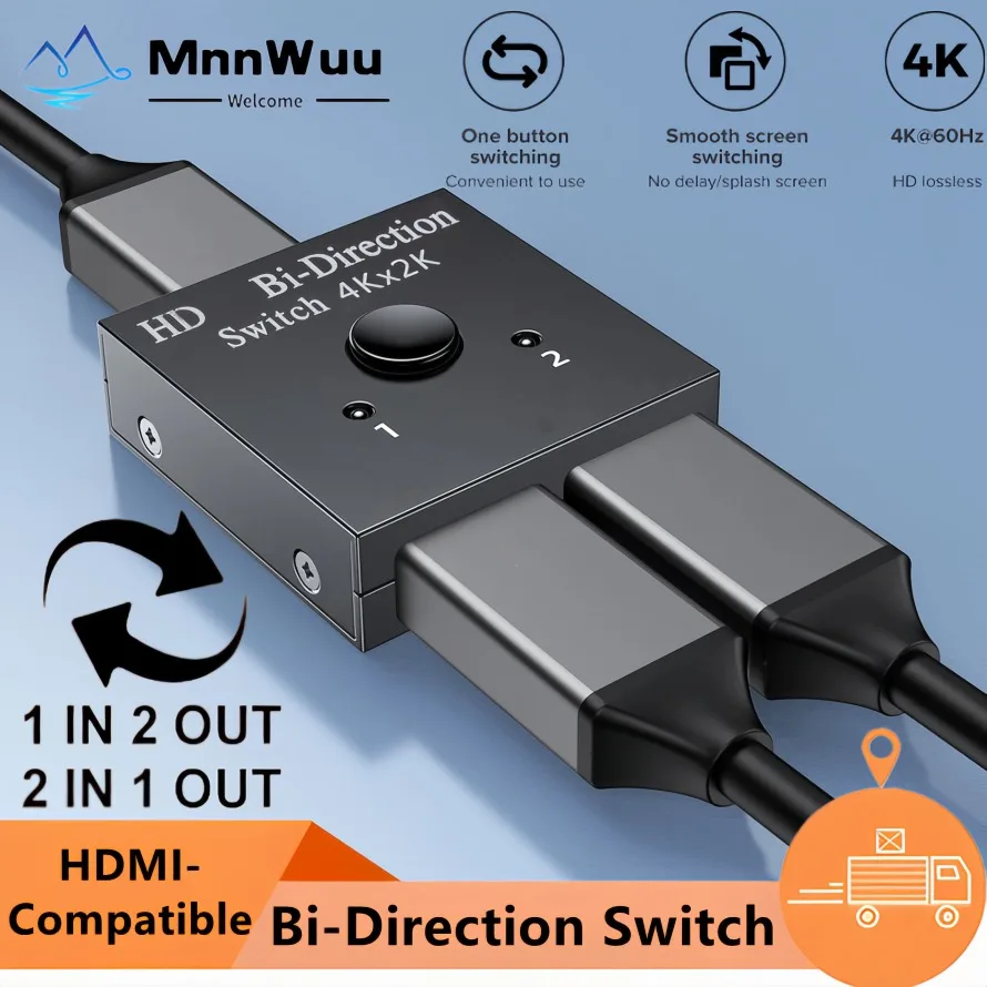 4K X 2K HDMI-Compatible Switch Bi-Direction 2 Ports HDMI-Compatible Switcher For Laptop PC PS3/4 TV Box To Monitor TV Projector