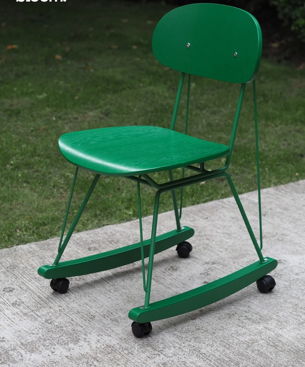 

Универсальные колеса | Стул Happy Sled с вращающимся ремнем на колесах, мобильный зеленый обеденный стул из натурального дерева, винтажный офисный стул из цельного дерева