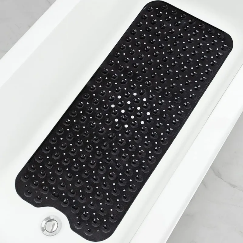 

Extra Long Non-Slip Bath Mat 39 x 16 Inch, Machine Washable Bath Tub Mat with Suction Cups & Drain Holes for Bathroom, Black