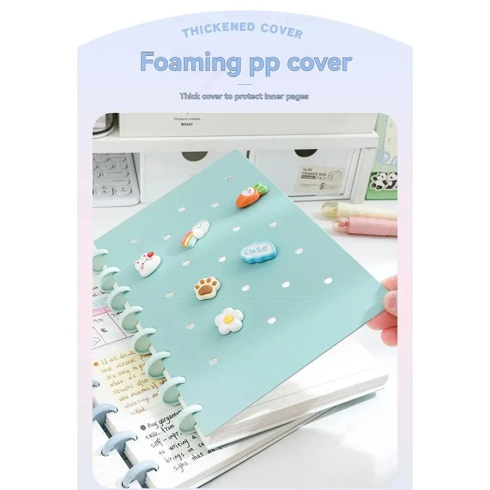 สมุดโน้ตแบบถอดได้ A5 ลายการ์ตูน พร้อมกระดุมเห็ด แบบเส้นแนวนอน