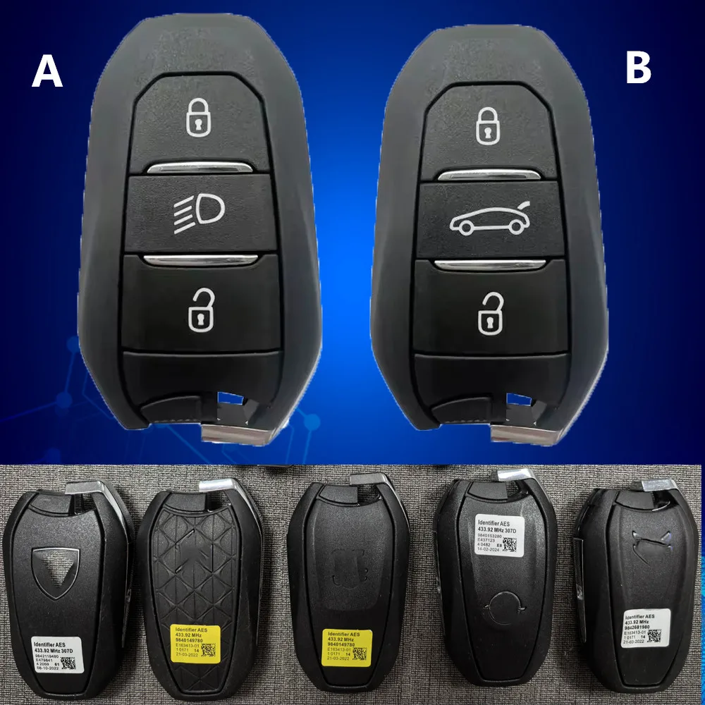KEYECU Original Proximity Smart Remote Key FOB 3Buttons A3M15 434 MHz IM3A HITAG AES 4A Chip For Citroen P-eugeot For DS O-pel