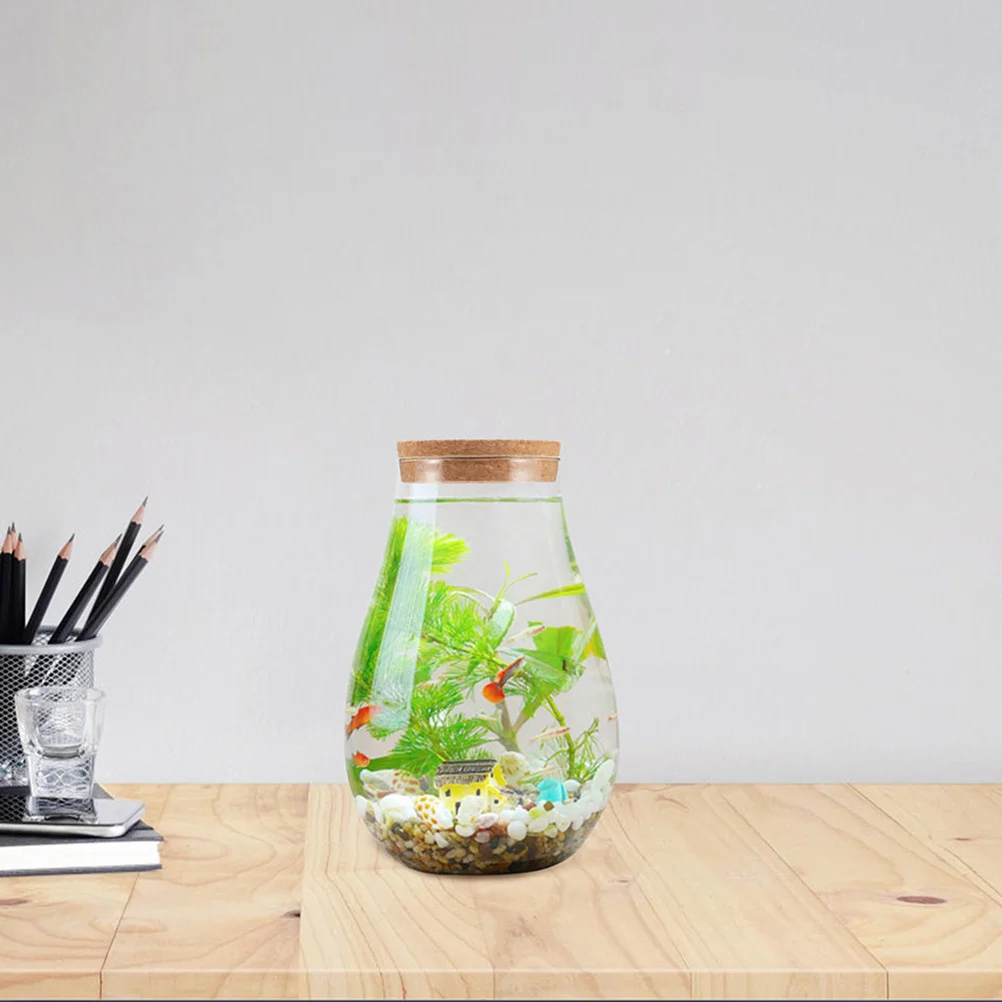 

2Pcs Moss Ecological Bottle Micro Landscape Glass Bottle Wood Material Transparent Container for Plants Flowers