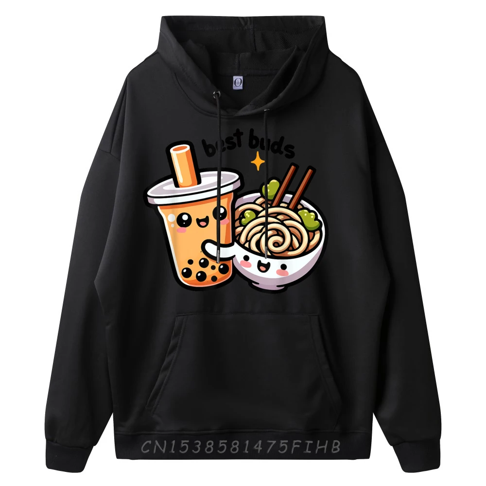 Best Buds Cute Bubble Tea Cute Ramen Boba Graphic Shirts Natural Meme Sweater Hoodies for Men Group