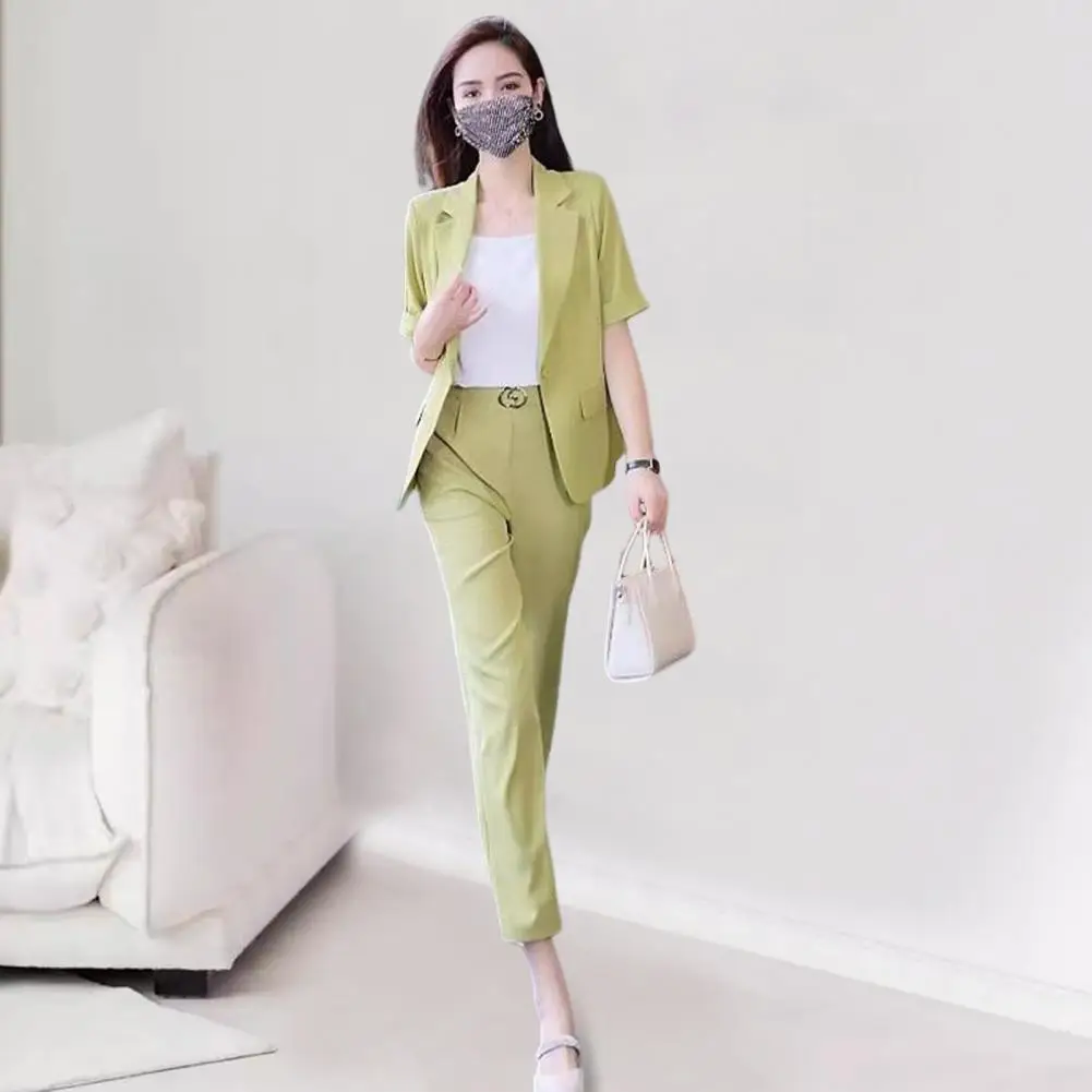 Lady Formal Clothes Elegant Women's Suit Set with Turn-down Collar Jacket High Waist Trousers Formal for Ladies for Professional