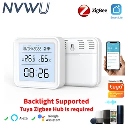 Sensor de temperatura y humedad Tuya Zigbee, pantalla LED de luz negra para automatización del hogar inteligente, funciona con Tuya Zigbee Hub GateWay