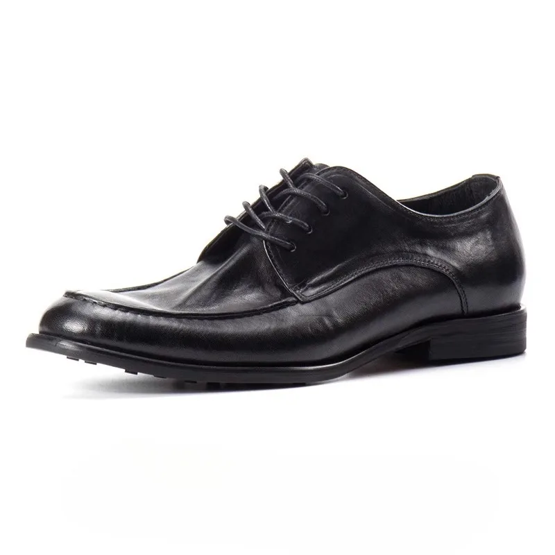 Men's Casual Leather Shoes Youth Vintage Handmade Genuine Leather Trendy Business Dress Wedding Groom Derby Shoes Male