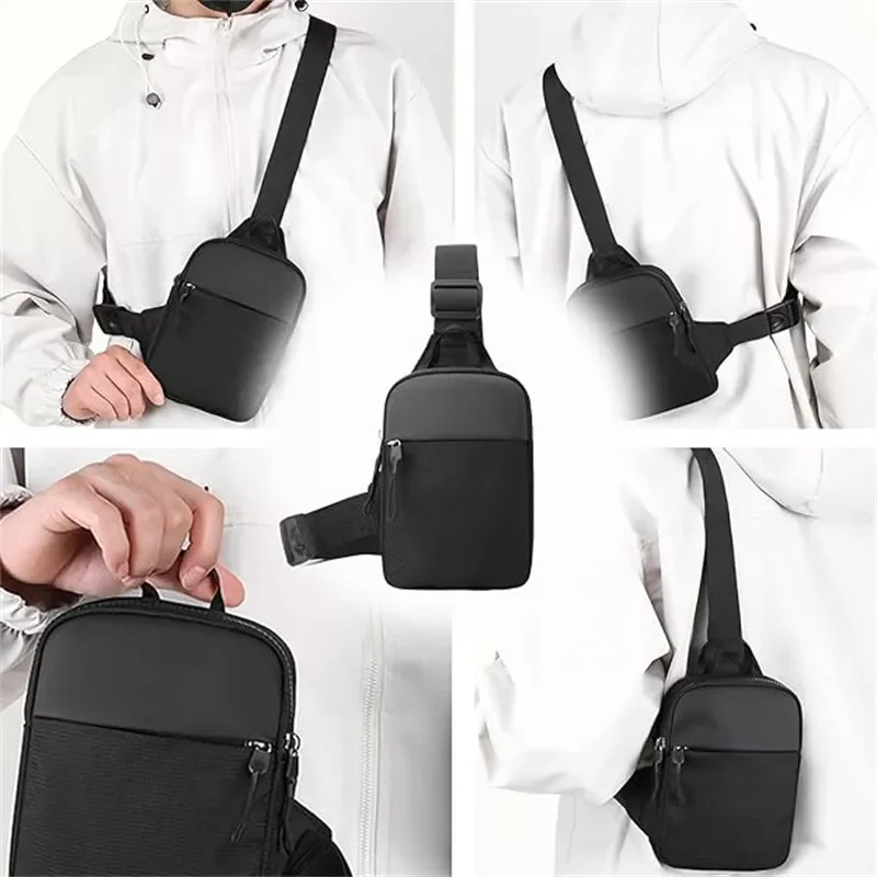 Waterproof Sling Chest Pack Crossbody Shoulder Bag with Zipper for Men Travel Workout