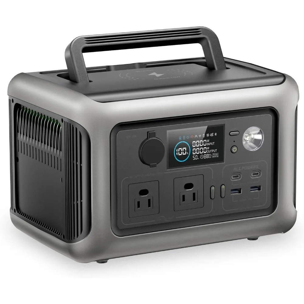 Portable Power Station R600, LiFePO4 Battery Backup with UPS Function, 1 Hour to Full 400W Input,