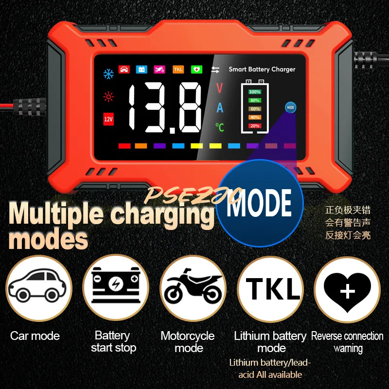 12V/24V Truck Motorcycle Universal Battery Intelligent Pulse Automatic Repair Charger Car Battery Charger