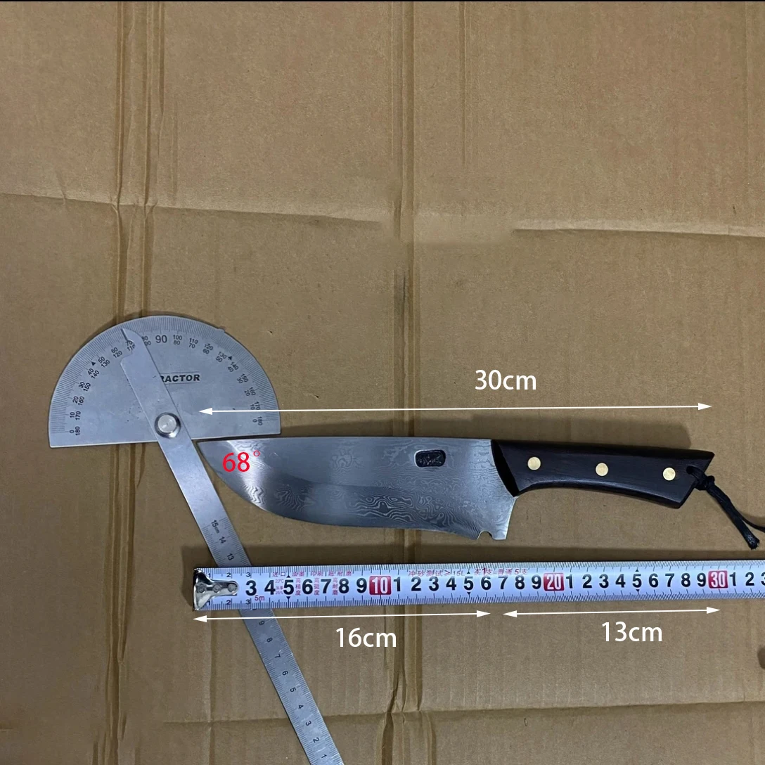 6.3 Inch Chopper Knife Handmade Forged Damascus Steel Blade Ebony Handle Chop Slicing Cleaver Kitchen Knife Meat Poultry Tools