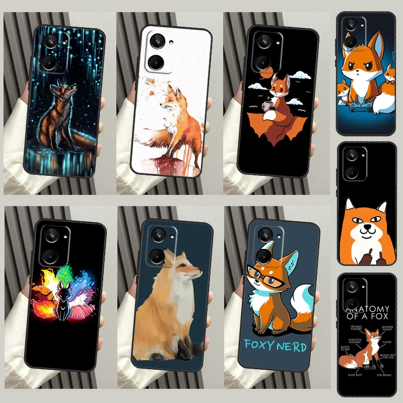 أنيمي مضحك الثعلب ل Realme 8 9 10 برو زائد 9i C11 C15 C30 C31 C35 C21Y C25 GT Neo 5 3 2 2T 3t ماستر